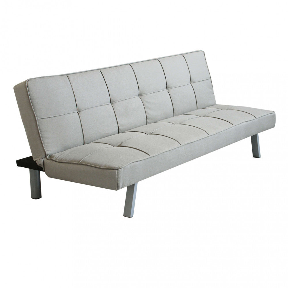 DIVANO LETTO AARON. Divano Letto GRIGIO CHIARO MELANGE struttura in metallo e legno Dimensioni: D.178x81x71/DL.178x96x35.