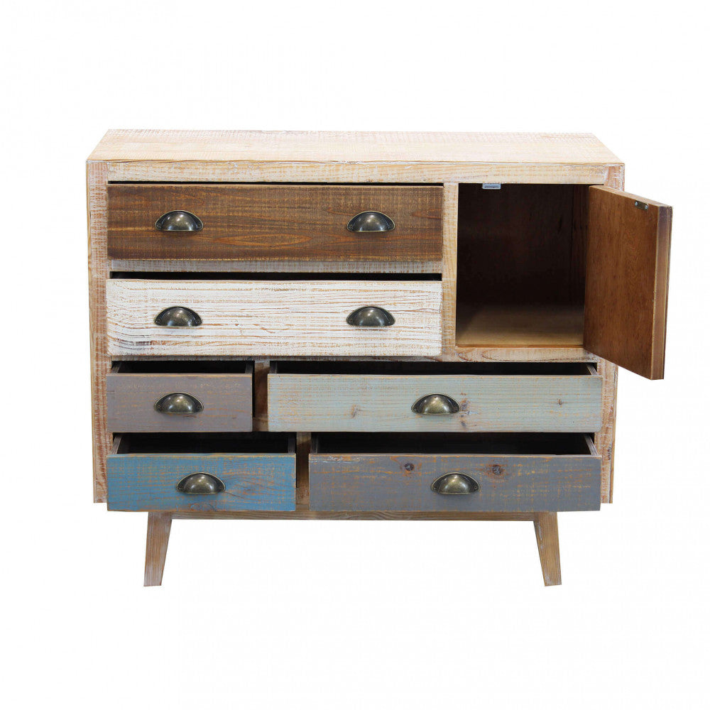 MOBILE DAMON. Mobile con 6 cassetti e 1 anta in legno colorato Dimensioni: cm 90 x 40 x 75 h.
