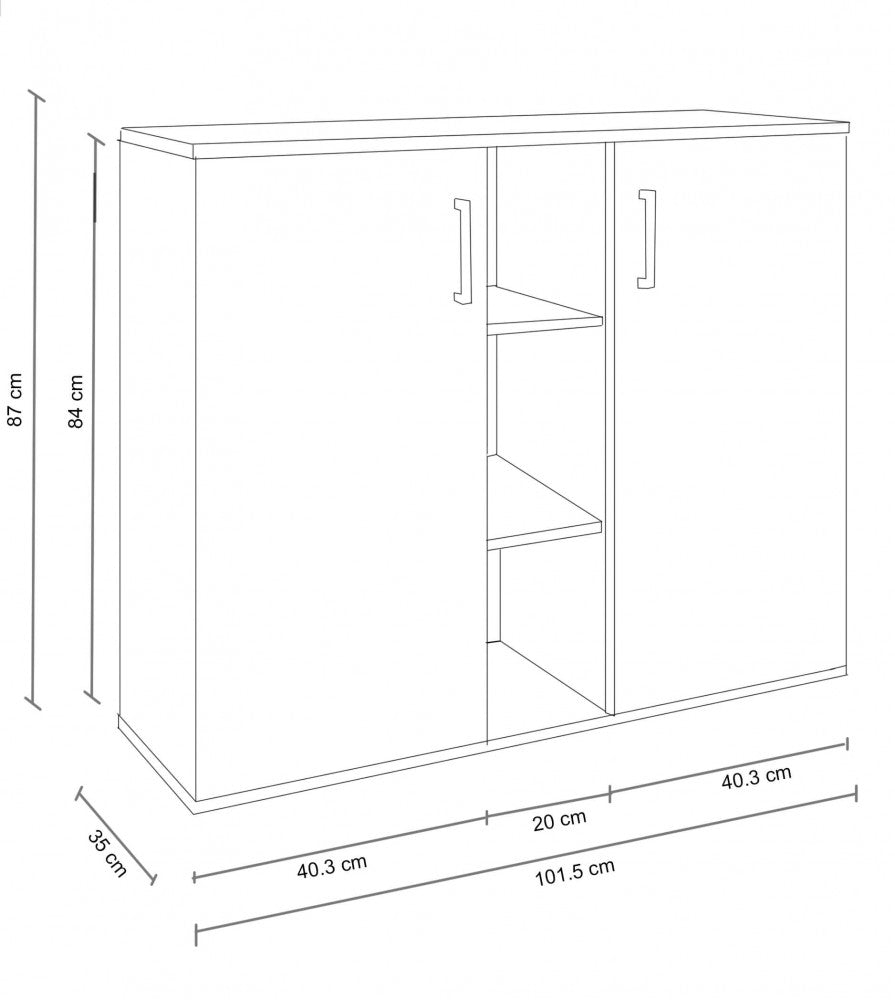 MOBILETTO 2 ANTA E 3 MENSOLE FRANK ROVERE CHIARO E ANTRACITE. Dimensioni: cm 101,5 x 35 x 87 h.