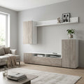 PARETE SOGGIORNO BRIDGE BIANCO E ROVERE CHIARO. Parete in legno BIANCO e ROVERE CHIARO Dimensioni: cm 207 x 34 x 170 h.