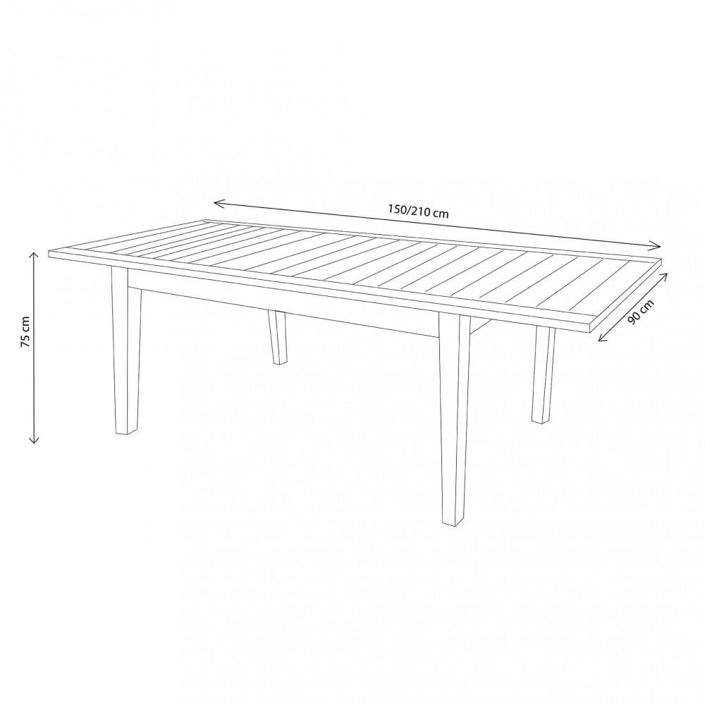 RIBOT TABLE 150/210 X 90. Teak table Dimensions: 150/210 x 90 x 75 cm h. Garden furniture