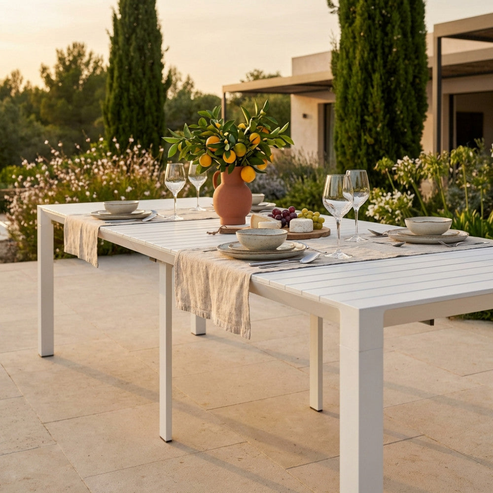 CONSOLLE 85 X 51,50/104/156/208/260. Struttura in alluminio verniciato BIANCO o ANTRACITE Dimensioni: cm 100 x 51,50/104/156/208/260 x 74 h.