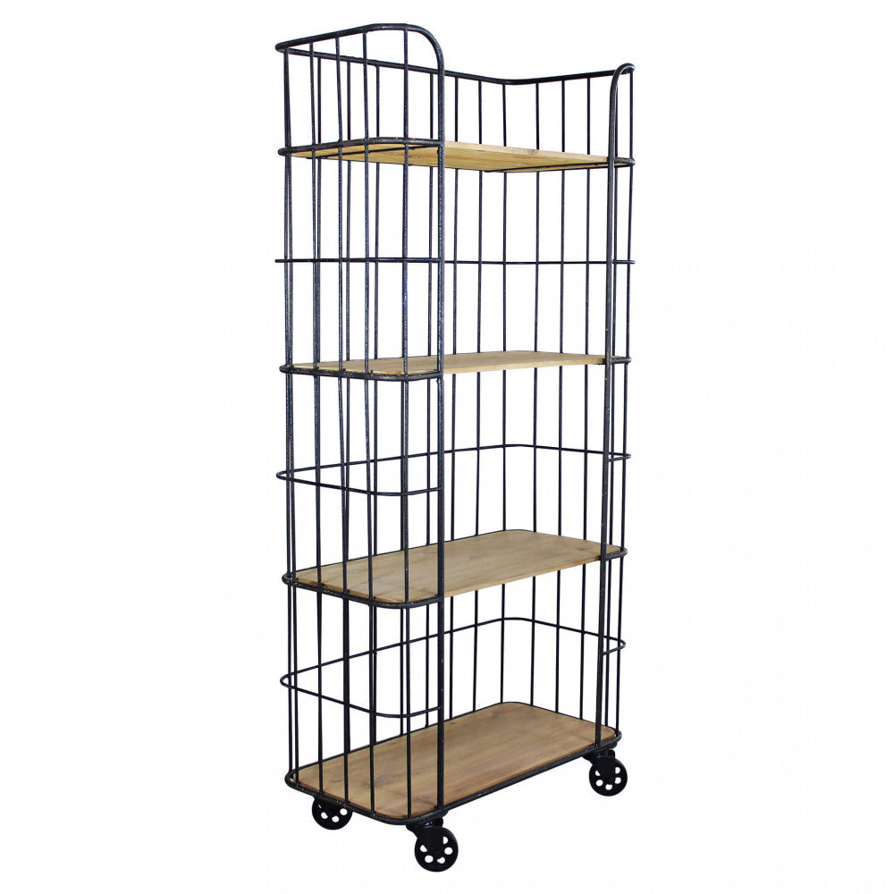 MOBILE AMYAS. Mobile in ferro e legno con 4 ripiani Dimensioni: cm 77 x 39,5 x 168 h.