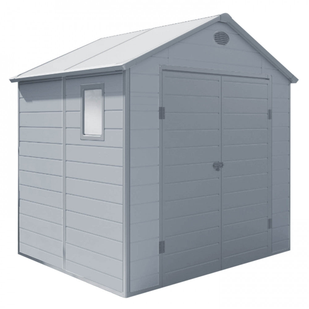 CASETTA HOME 190 X 192 X 226. Casetta in plastica con finestra MARRONE o GRIGIO CHIARO Dimensioni: cm 190 x 192 x 226 h. Arredo Giardino
