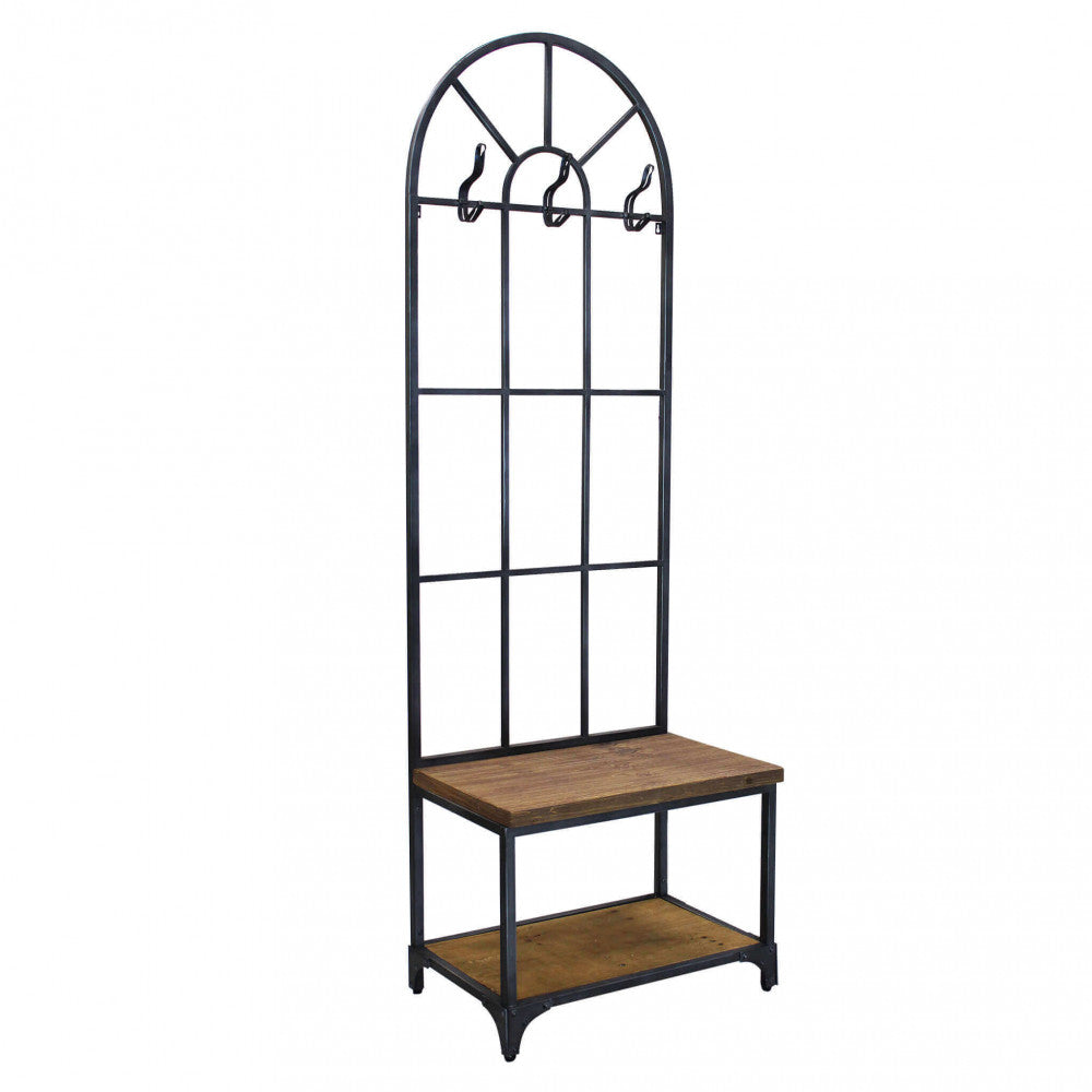 BOOKER COAT STAND WITH BENCH. Dimensions: 63.5 x 41 x 191 cm h.