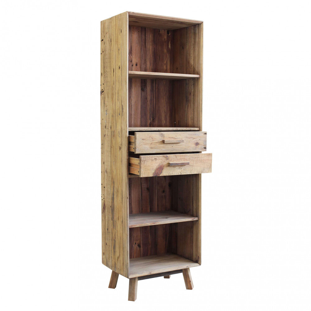 LIBRERIA COLLIN. Libreria con 2 cassetti e 4 ripiani in legno di pino riciclato Dimensioni: cm 60 x 40 x 190 h.