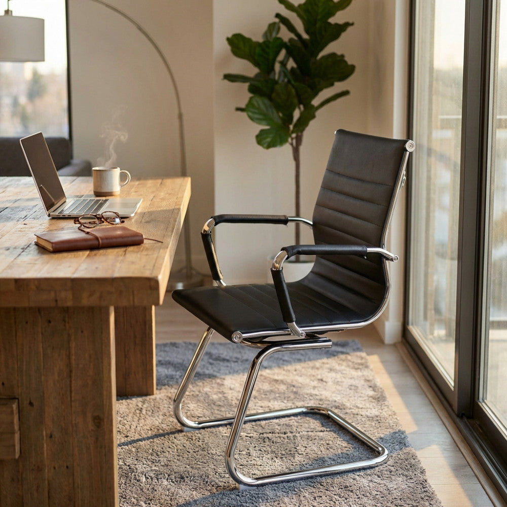 POLTRONA DA UFFICIO KYRA. Poltrona da ufficio in rete, braccioli cromati e base cromata Dimensioni: cm 60 x 60 x 95 h.