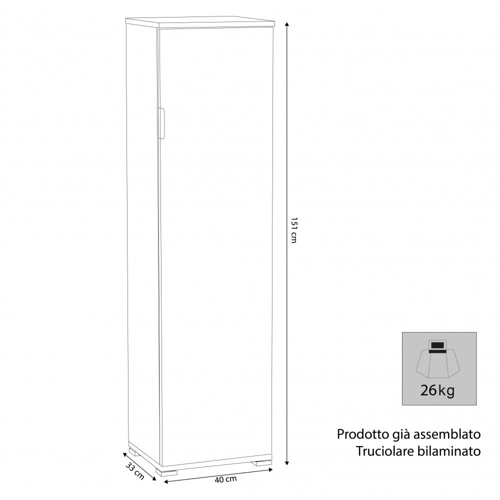 PORTASCOPE BIANCO. Dimensioni: cm 40 x 33 x 151 h.