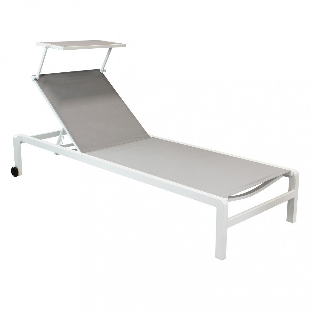 LETTINO MADISON. Struttura in alluminio verniciato BIANCO o ANTRACITE o TAUPE textilene 2 x 1 con tettuccio Dimensioni: cm 195 x 78 x 32/54 h. Arredo Giardino