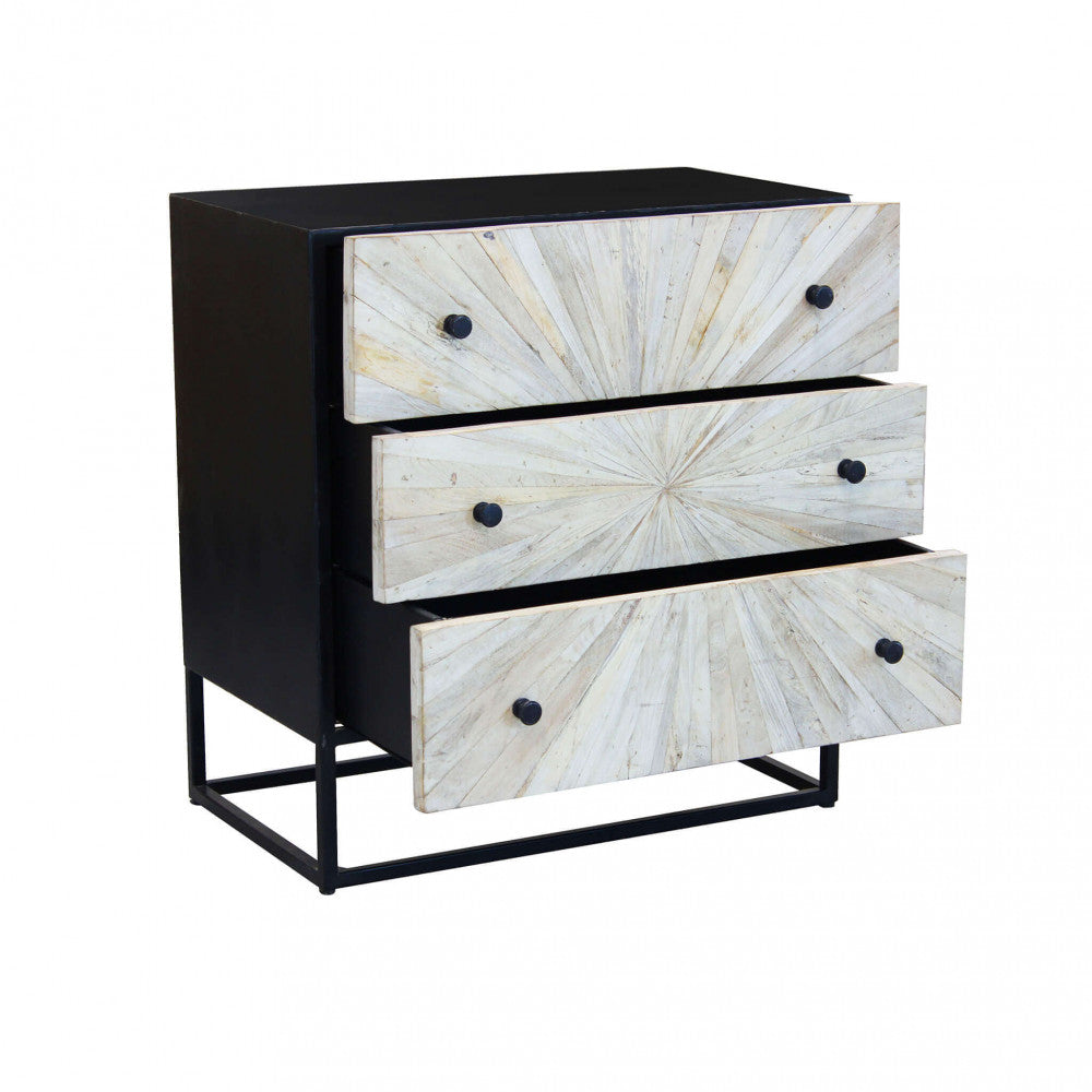 KIMBALL CABINET. Naturally decorated cabinet with 3 mango wood drawers and an iron frame. Dimensions: 75 x 45 x 81 cm.
