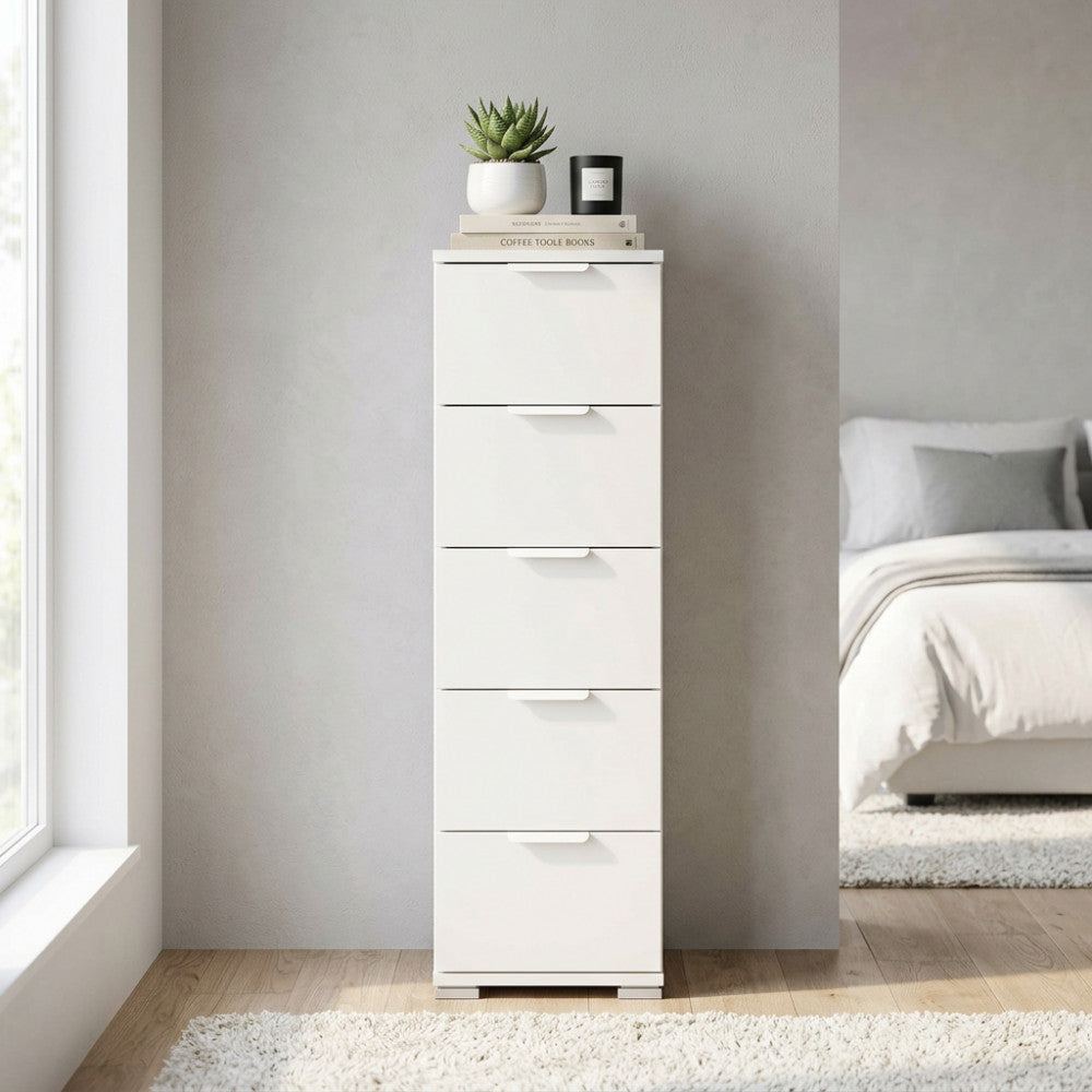 CASSETTIERA TAZZ 5 CASSETTI BIANCA. Dimensioni: cm 27 x 38 x 103 h.