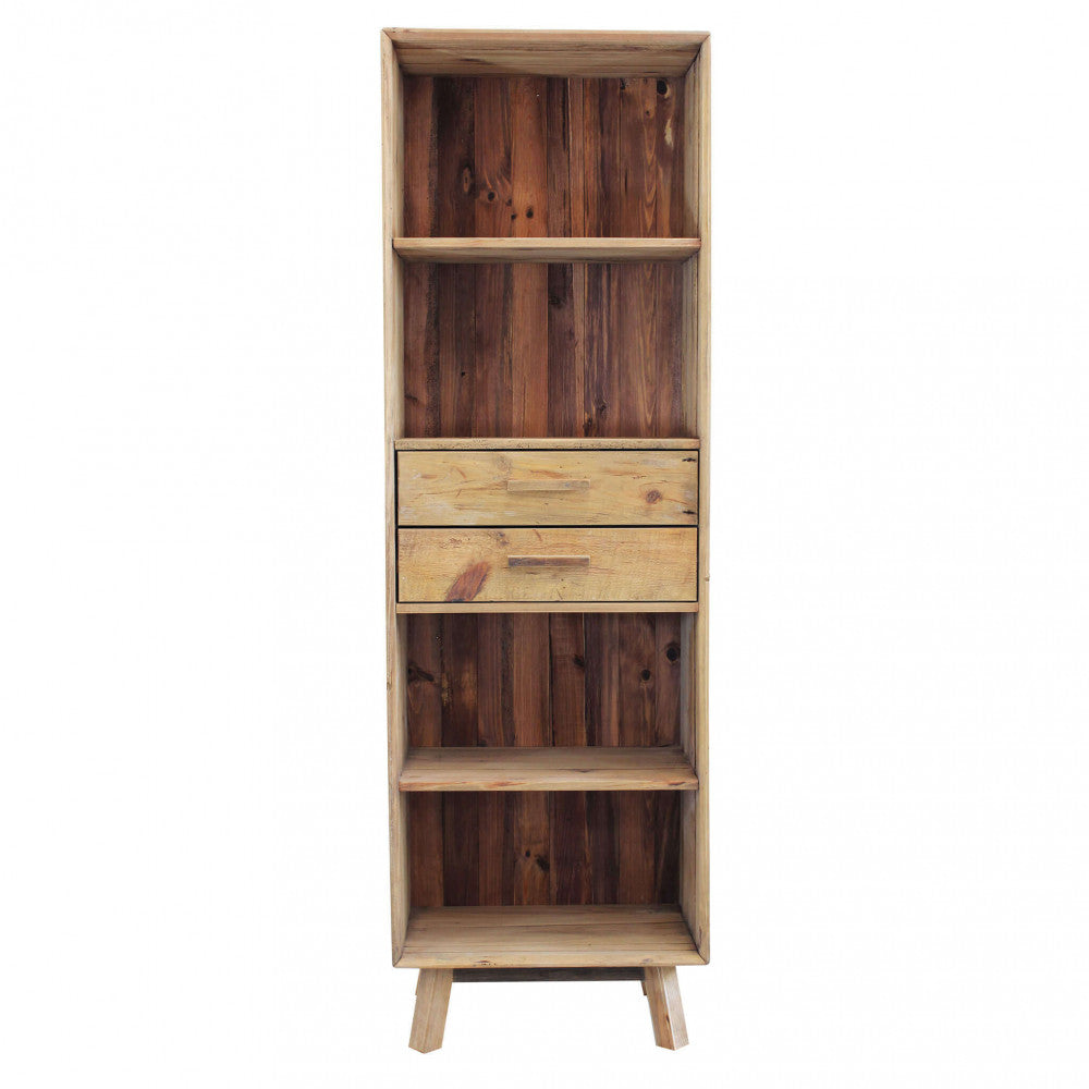 COLLIN BOOKCASE. Bookcase with 2 drawers and 4 shelves in recycled pine wood. Dimensions: 60 x 40 x 190 cm h.