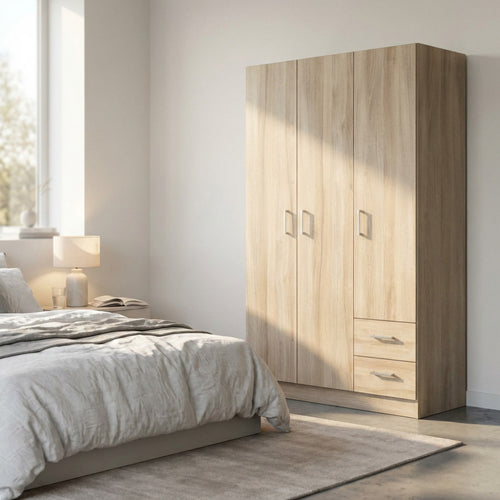 ARMADIO LEWI 3 ANTE E 2 CASSETTI OLMO. Dimensioni: cm 120 x 52 x 190 h.