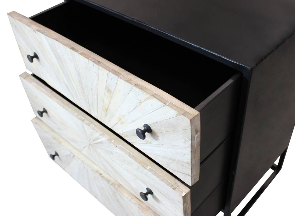 KIMBALL CABINET. Naturally decorated cabinet with 3 mango wood drawers and an iron frame. Dimensions: 75 x 45 x 81 cm.