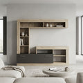 LEONARD OAK AND TAUPE LIVING ROOM WALL UNIT. Dimensions: 170 x 42 x 170 cm h.