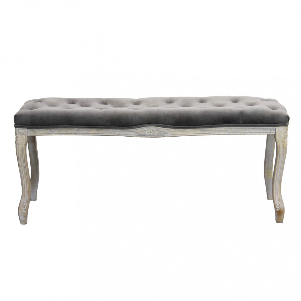 MISTY BENCH IN TAUPE VELVET. Dimensions: 110 x 36 x 47 h cm.