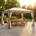 GAZEBO KARNAK 3 X 4. Telo e laterali in poliestere BEIGE 200-160 gr + zanzariera struttura in acciaio verniciato NERO gambe tubo ò mm 70 x 1,2-copert. mm 15x15/18x18 Dimensioni: m 3 x 4 x 2,60 h. Arredo Giardino