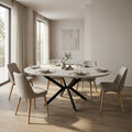 TAVOLO ROTONDO ALLUNGABILE GARRY BIANCO EFFETTO LEGNO STRUTTURA NERA 120/160 X 120. tavolo con piano in mdf e struttura in metallo Dimensioni: cm 120 l x 120 p x 76 h. Arredo Giardino
