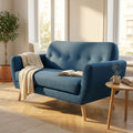 BURTON 2-SEATER SOFA. LIGHT GREY, DARK GREY or BLUE sofa with buttons and polypropylene legs. Dimensions: 147 x 79 x 86 h cm.