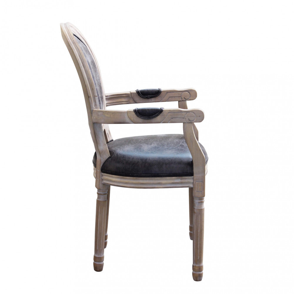 SEDIA CONSTANCE IN ECOPELLE NERA. Dimensioni: cm 55 x 46 x 96 h.