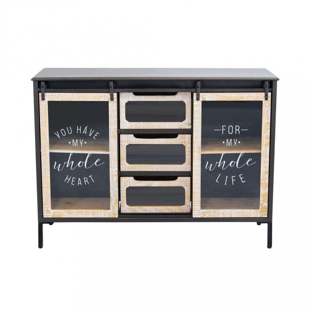MOBILE IN FERRO FLORENT. Mobile con 2 ante e 3 cassetti Dimensioni: cm 108,5 x 38,5 x 79 h.