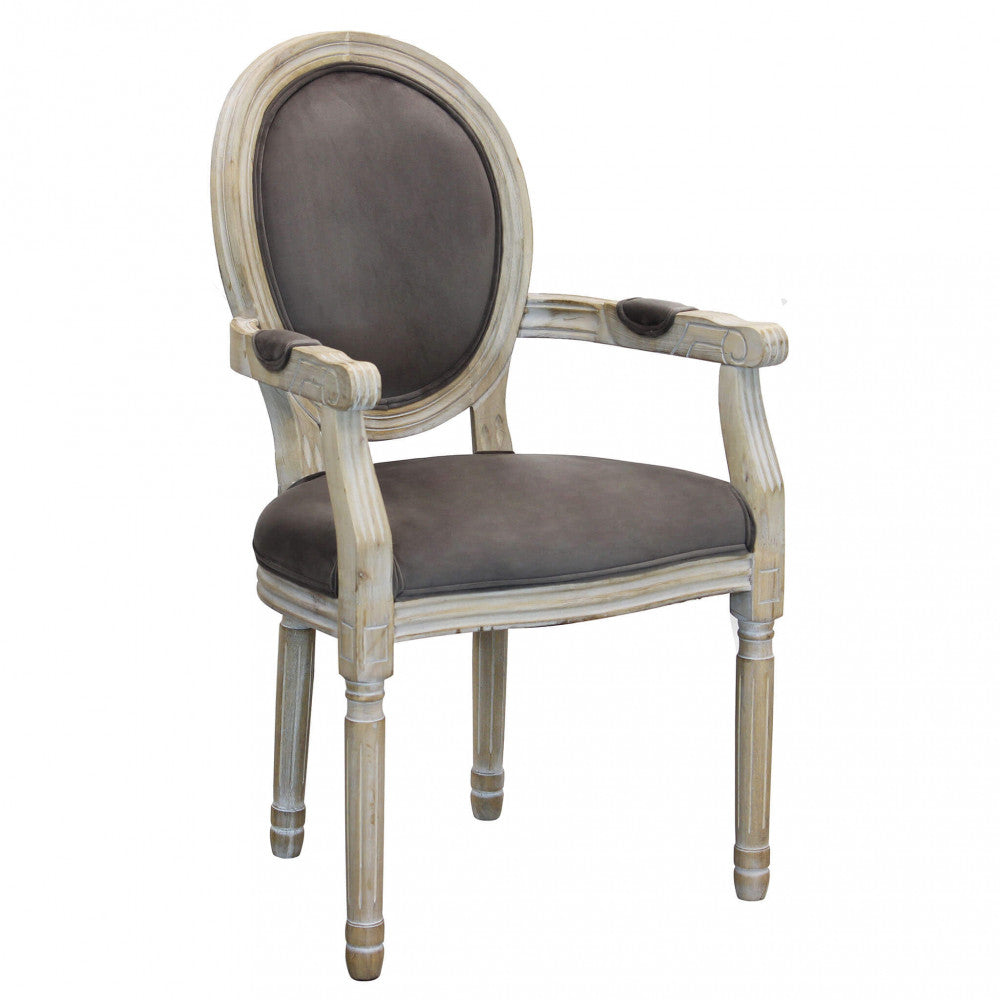 SEDIA CONSTANCE IN VELLUTO TAUPE. Dimensioni: cm 55 x 46 x 96 h.