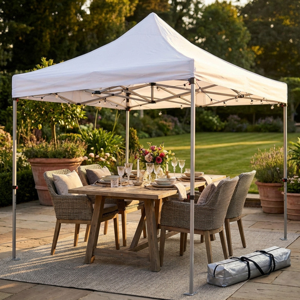 GAZEBO PANTHEON 3 X 4,5. Struttura in alluminio esagonale 800D telo pvc BIANCO con sacca porta gazebo Dimensioni: m 3 x 4,5. Arredo Giardino
