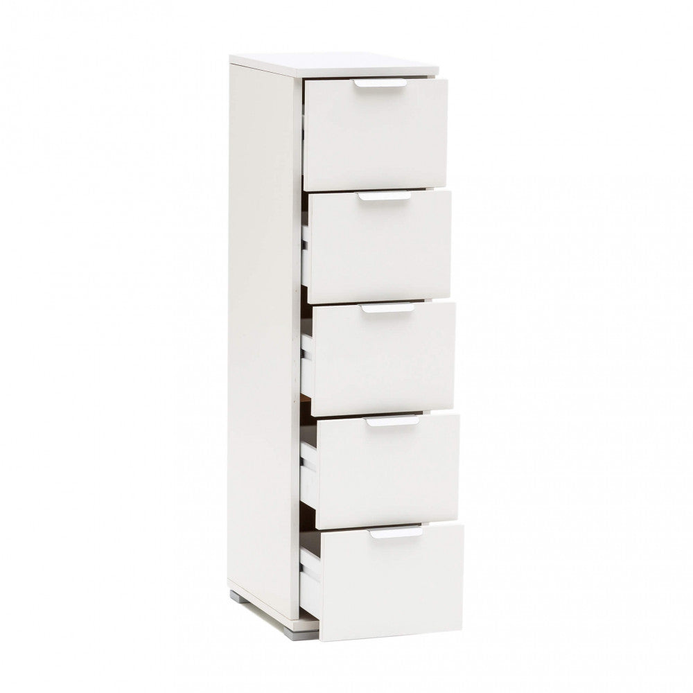 CASSETTIERA TAZZ 5 CASSETTI BIANCA. Dimensioni: cm 27 x 38 x 103 h.