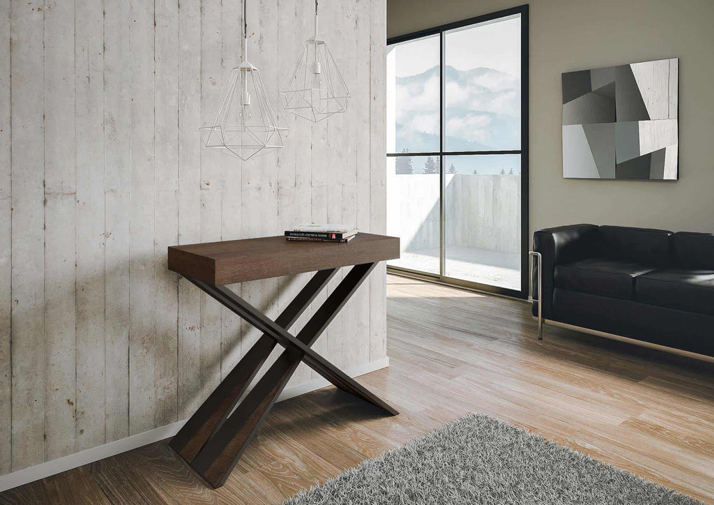Consolle allungabile 90x40/300 cm Longarone Premium Noce telaio Antracite