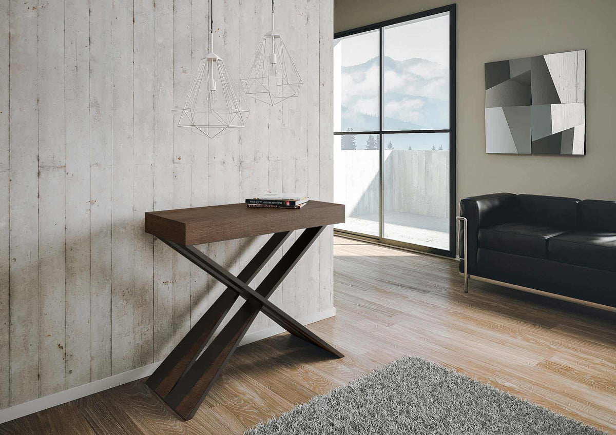 Consolle allungabile 90x40/300 cm Longarone Premium Noce telaio Antracite