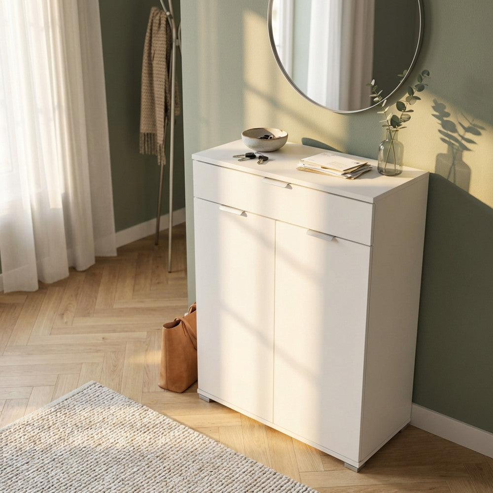 MOBILETTO CLOUD CON 2 ANTA E 1 CASSETTO BIANCA. Dimensioni: cm 75 x 38 x 112 h.
