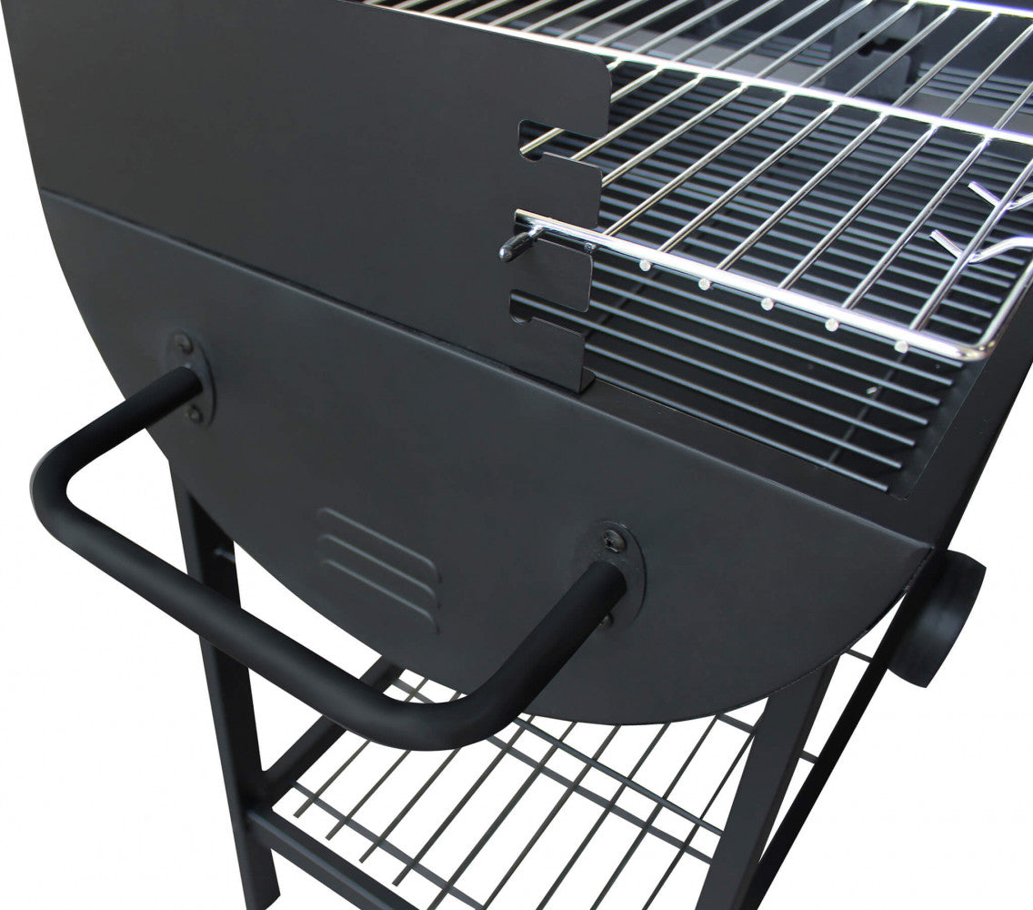 BARBECUE A CARBONELLA WISCONSIN. Struttura in acciaio verniciato NERO con 2 griglie Dimensioni: cm 100 x 47 x 94 h.