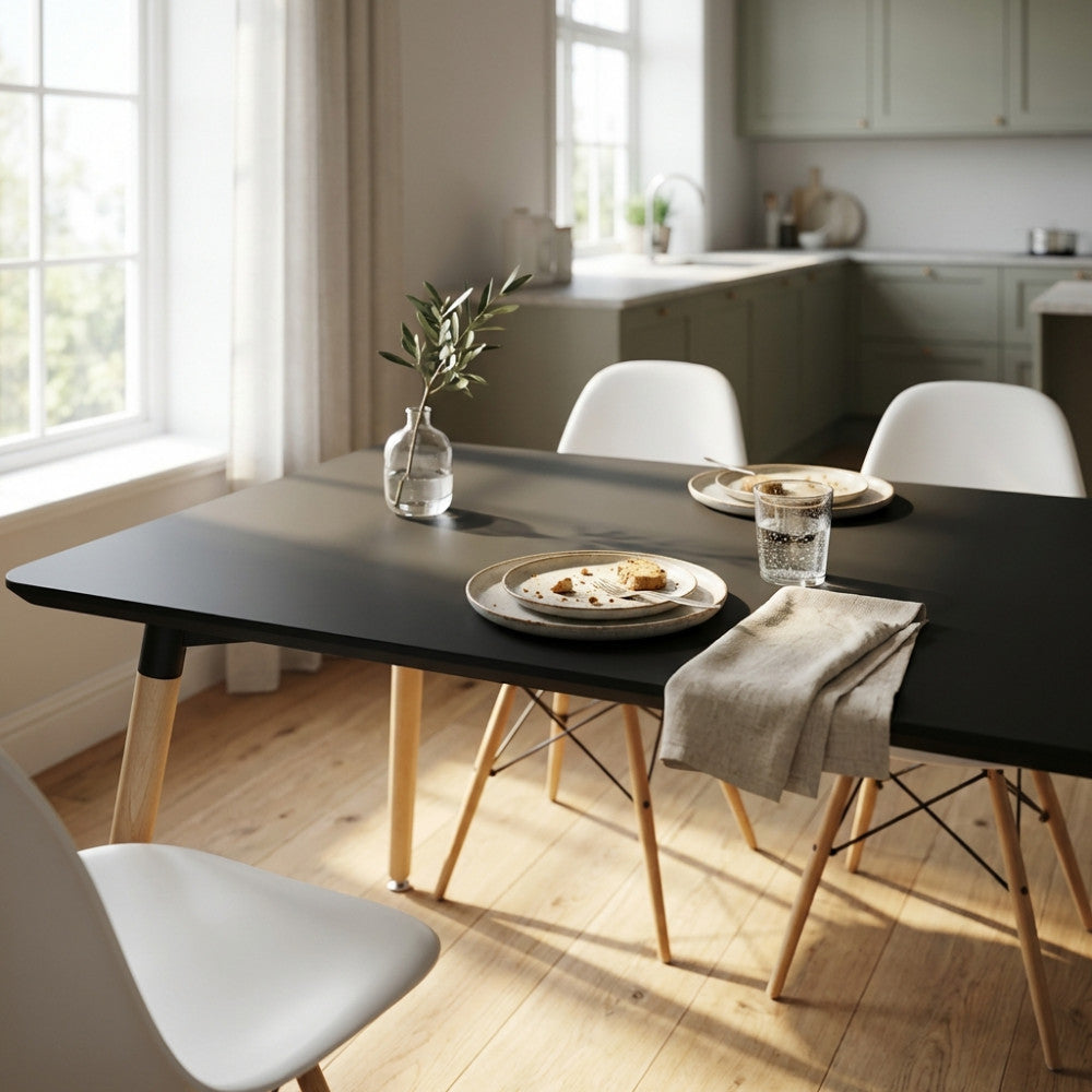 TAVOLO LIONE 140 X 80 NERO. Piano in ABS colore nero, gambe in legno Dimensioni: cm 140 x 80 x 75 h. Arredo Giardino