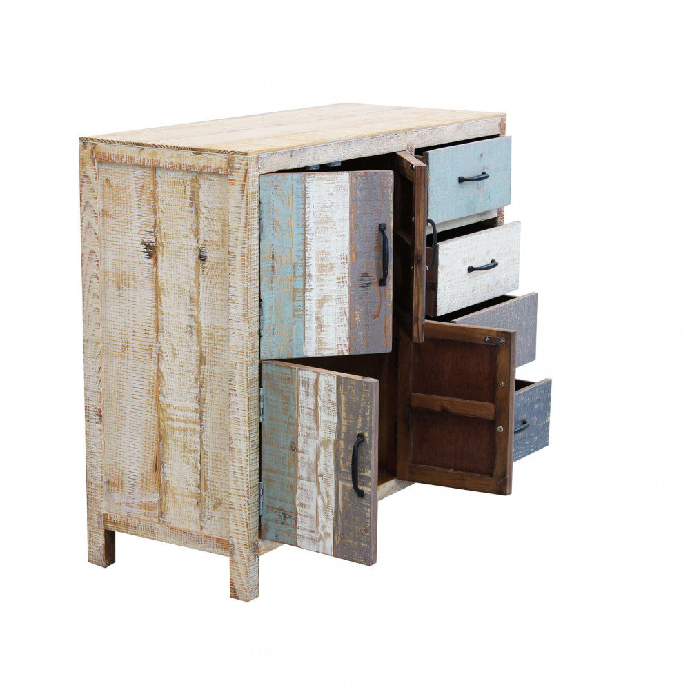 MOBILE EDISON. Mobile con 4 cassetti e 4 ante in legno colorato Dimensioni: cm 100 x 40 x 86 h.