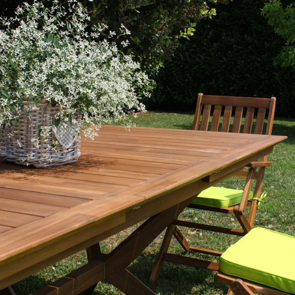 TAVOLO BALI 150/200 X 90. Legno di Acacia massiccio spessore 25 mm Dimensioni: cm 150/200 x 90 x 78 h. Arredo Giardino