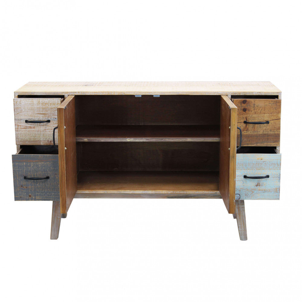 MOBILE FRED. Mobile con 4 cassetti e 2 ante in legno colorato Dimensioni: cm 131 x 40 x 77 h.