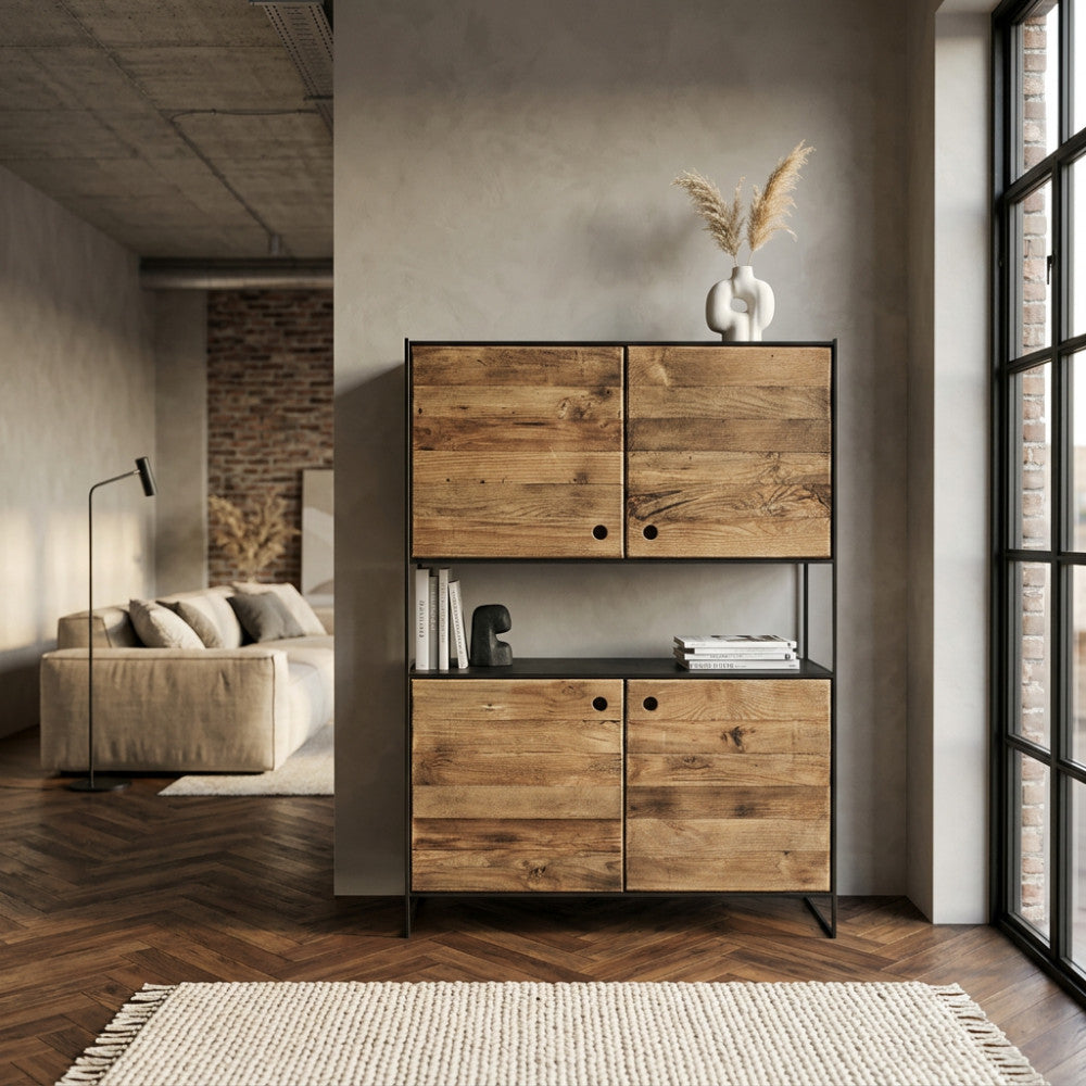 MOBILE ANSELM. Mobile in legno di pino riciclato Dimensioni: cm 100 x 40 x 131 h.