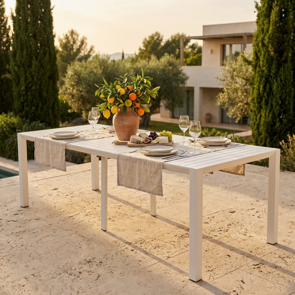 CONSOLLE 85 X 51,50/104/156/208/260. Struttura in alluminio verniciato BIANCO o ANTRACITE Dimensioni: cm 100 x 51,50/104/156/208/260 x 74 h.