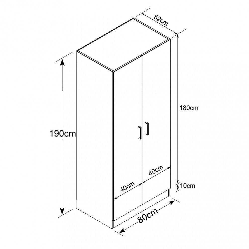 LEOPOLD 2-DOOR WARDROBE IN LIGHT OAK. Wooden wardrobe in LIGHT OAK. Dimensions: 80 x 52 x 180 cm h.