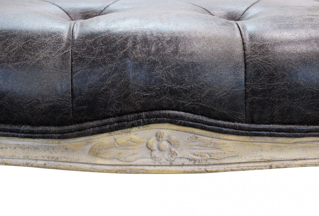 PANCA MISTY IN ECOPELLE VINTAGE GRIGIO. Dimensioni: cm 110 x 36 x 47 h.