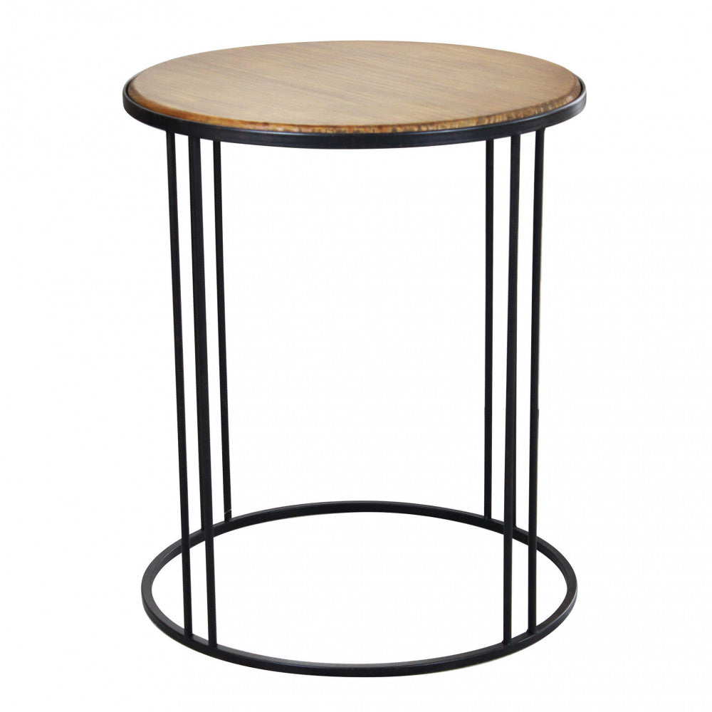 TAVOLINO ARKELL. Tavolino in ferro e legno Dimensioni: cm 56 x 56 x 66,5 h.