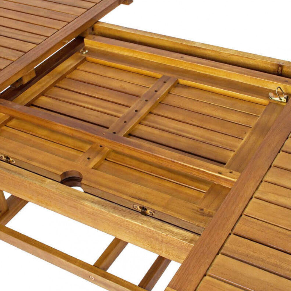 TAVOLO SHIRE OVALE 180/240 X 100 DOUBLE. Legno di Acacia massiccio spessore 44 mm doppio bordo Dimensioni: cm 180/240 x 100 x 74 h. Arredo Giardino
