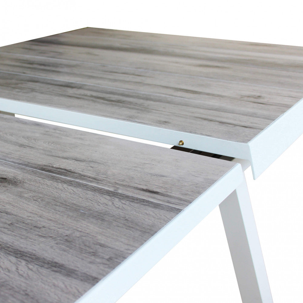 TAVOLO SEATTLE 205/265 X 105. Struttura in allumino ANTRACITE, TAUPE o BIANCA piano del tavolo in ceramica effetto legno GRIGIO nel taupe NATURALE Dimensioni: cm 205/265 x 105 x 75 h. Arredo Giardino