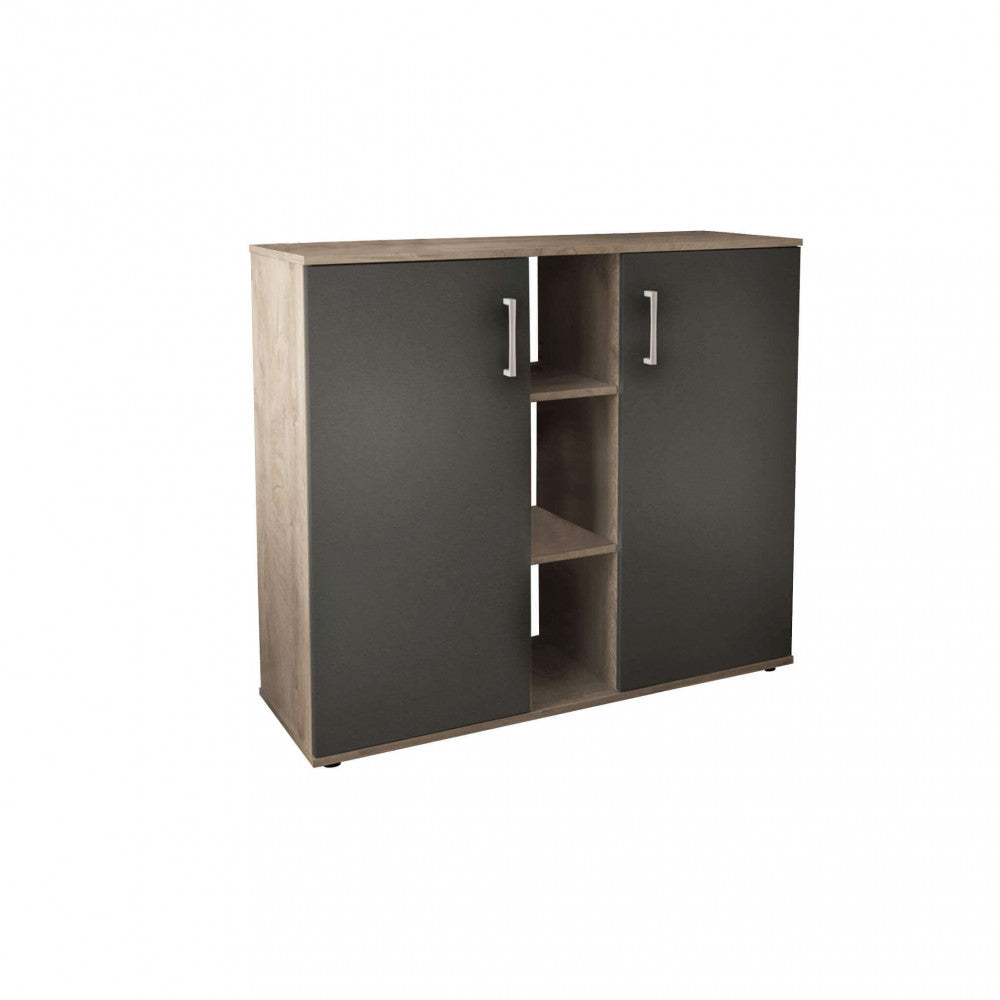MOBILETTO 2 ANTA E 3 MENSOLE FRANK ROVERE CHIARO E ANTRACITE. Dimensioni: cm 101,5 x 35 x 87 h.