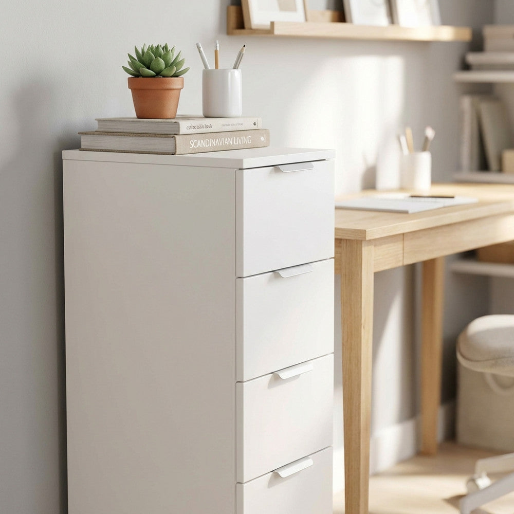 CASSETTIERA TAZZ 5 CASSETTI BIANCA. Dimensioni: cm 27 x 38 x 103 h.