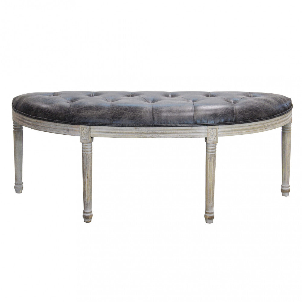 PANCA MARGI IN IN ECOPELLE VINTAGE GRIGIO. Dimensioni: cm 125 x 45 x 48 h.
