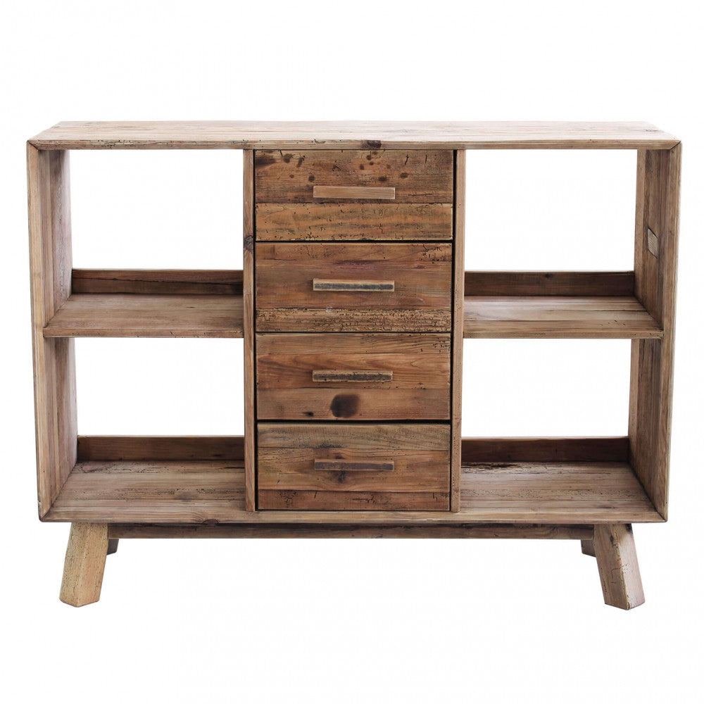 CREDENZA ADAM. Credenza con 4 cassetti e 4 ripiani in legno di pino riciclato Dimensioni: cm 120 x 40 x 90 h.