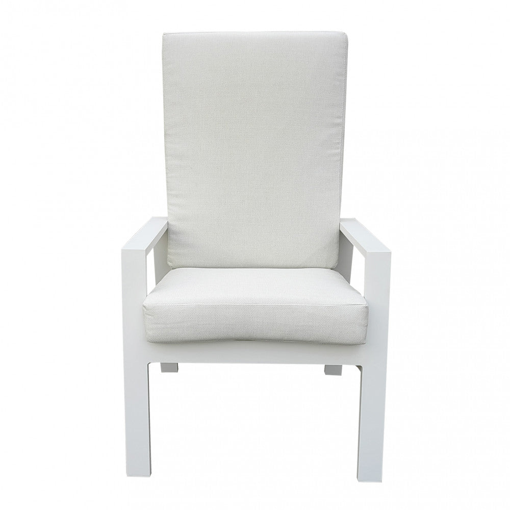 POLTRONA RECLINABILE GIACARTA. struttura in alluminio verniciato bianco o antracite con cuscino Dimensioni: cm 65 l x 71 p x 101 h. Arredo Giardino
