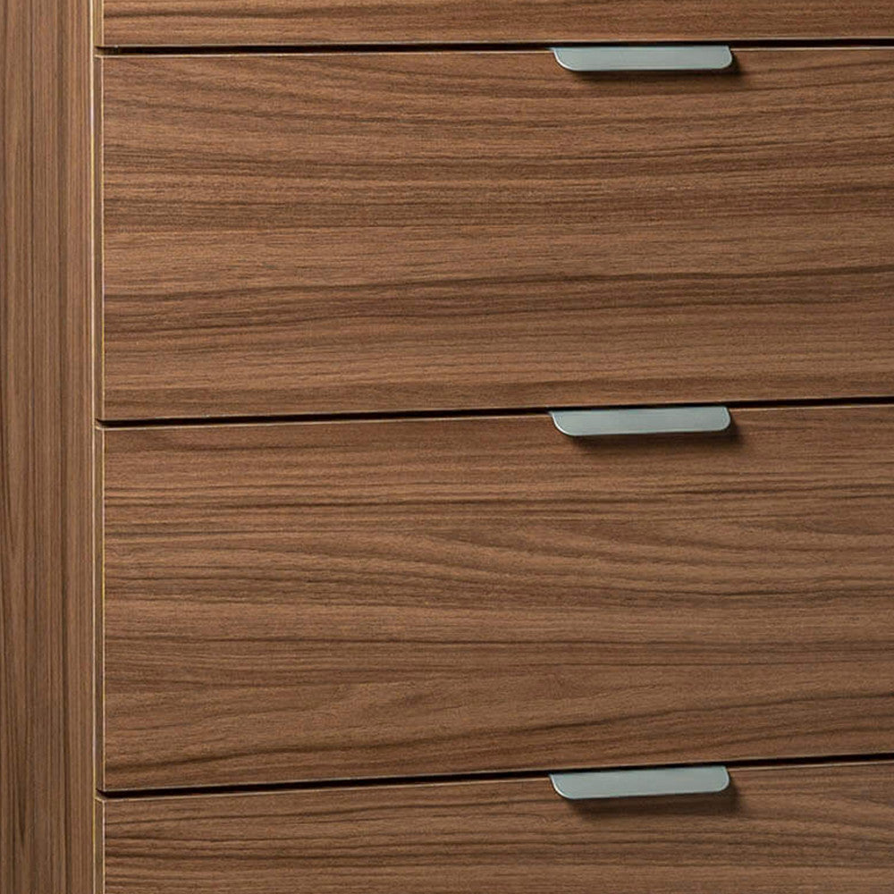 MOBILETTO EVERGLADE 5 CASSETTI TINTA NOCE. Dimensioni: cm 75 x 38 x 103 h.