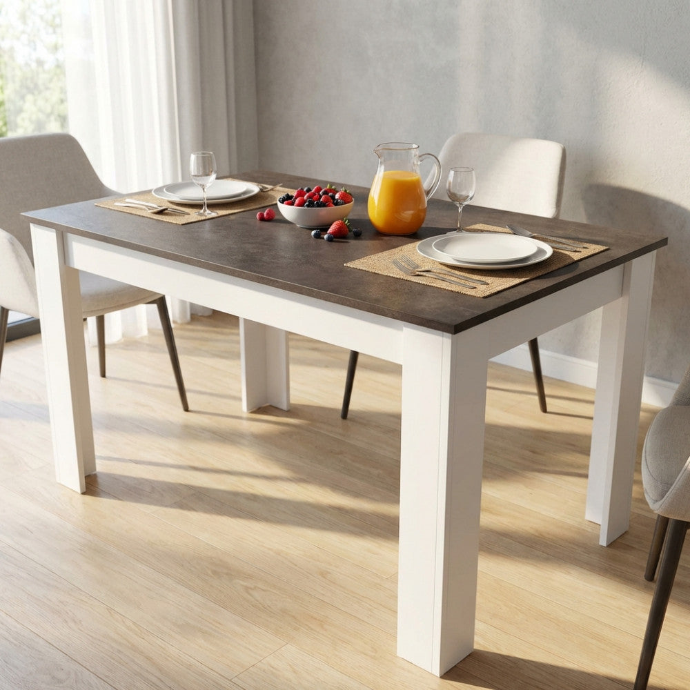 TAVOLO PEPPER BIANCO E GRIGIO SCURO EFFETTO CEMENTO. Credenza in legno BIANCO e GRIGIO SCURO EFFETTO CEMENTO Dimensioni: cm 138 x 80 x 75 h. Arredo Giardino